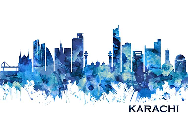 Karachi Skyline Blue