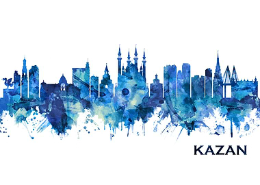 Kazan Russia Skyline Blue