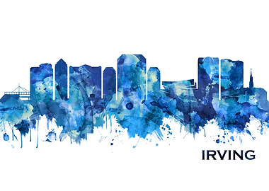 Irving Texas Skyline Blue