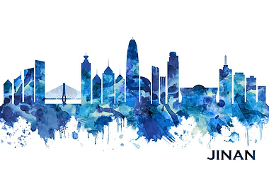 Jinan China Skyline Blue
