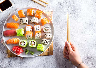 fresh rolls and sushi