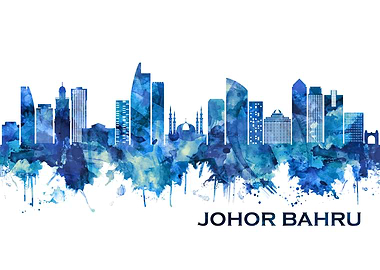 Johor Bahru Skyline Blue