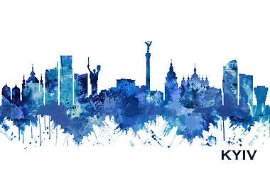 Kyiv Ukraine Skyline Blue