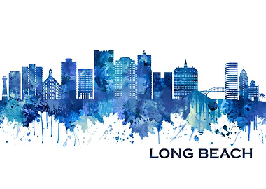 Long Beach Skyline Blue