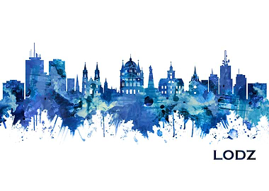 Lodz Poland Skyline Blue