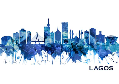 Lagos Nigeria Skyline Blue