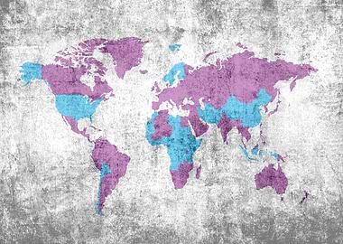 World map grunge blue and