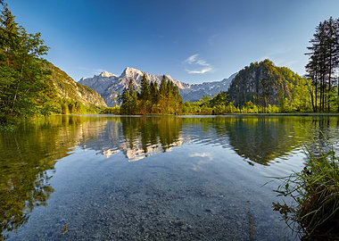 Clear alp lake in summer