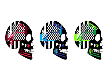 Colorful skull icons pop