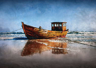 Wooden fishing boat beach