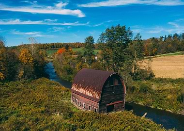 Barn near river