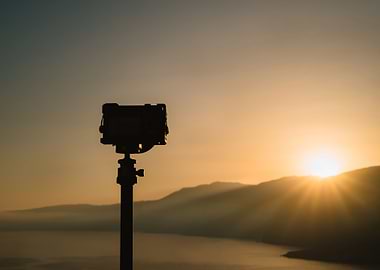 Camera On Tripod Photograp