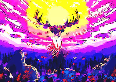 Abstract Deer in the sun