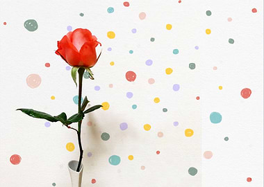 Red srose colorful polka