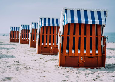 Blue Striped Roofed Wooden