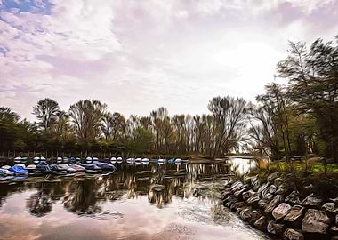 Boats moored on the Ticino
