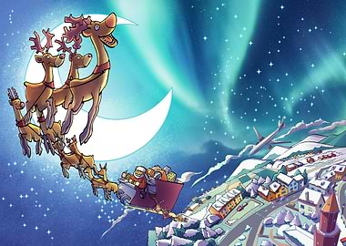 Santa Claus Sleigh Flying