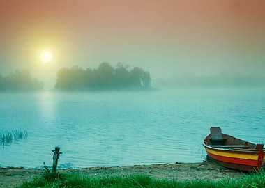Lake Wooden Boat Landscape