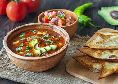 Bowl of spicy Mexican soup