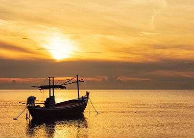 Fishing Boat in the Sea at