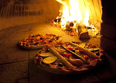 Asparagus Pizza in Fire