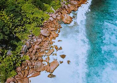Aerial Top View Of Ocean W