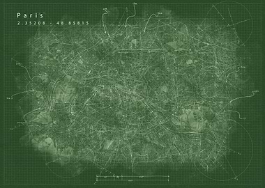 Paris blueprint map