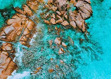 Aerial Top View Of Ocean W