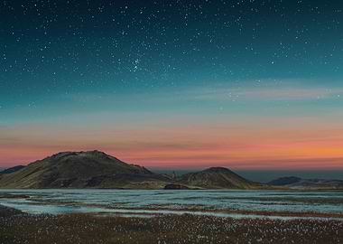 starry sunset landscape