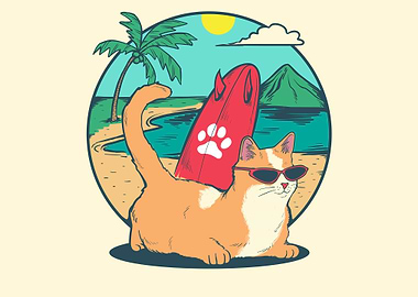 Cat surfing cute and funny