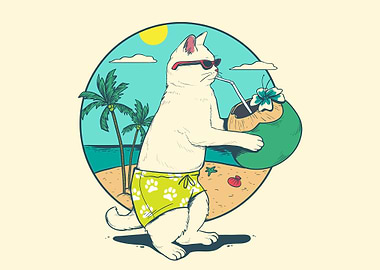 Cat summer time funny cat