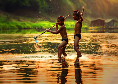 fishing in the river