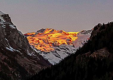 Gressoney valley at sunset
