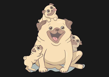 Funny papa Pug