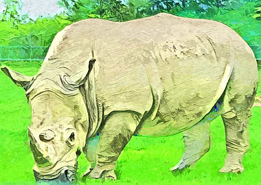 Rhinoceros Grazing