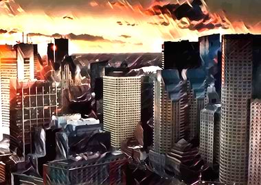 Boston Sunset Painting