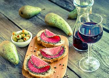 Slices of italian salami