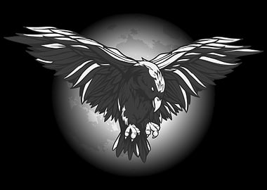Flying Crow and Fullmoon