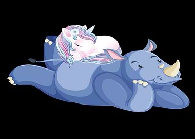 Unicorn lying on rhino