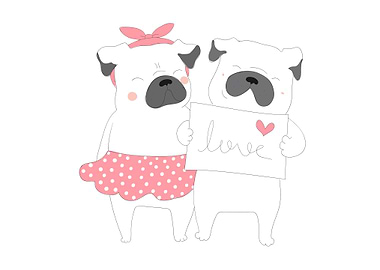 Cute bulldog couple
