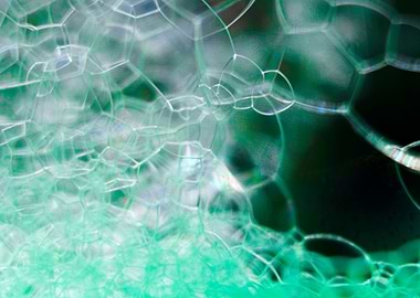 Green macro foam bubble