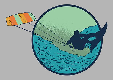 Kitesurfer with sea