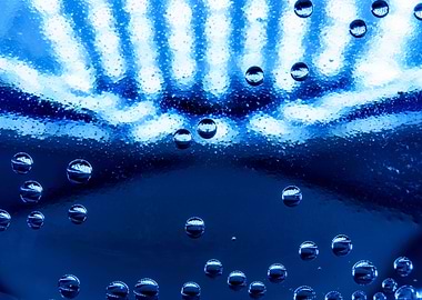 Blue macro water bubbles