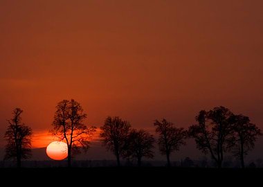 Day Sun Set Hot Red Sky Tr