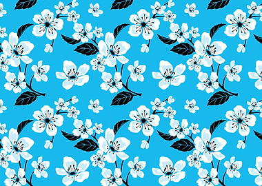 Blue White Sakura Cherry