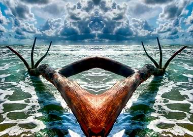 tree trunk in the waves