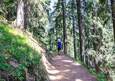 Hiking pathway in the Alps