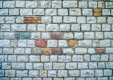 Wall of white bricks