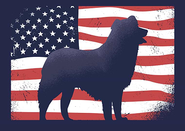 USA flag dog silhouette