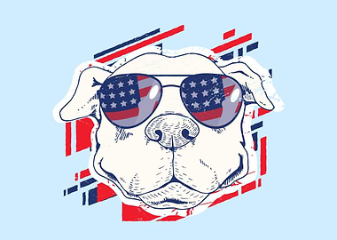 Pit bull sunglasses flag